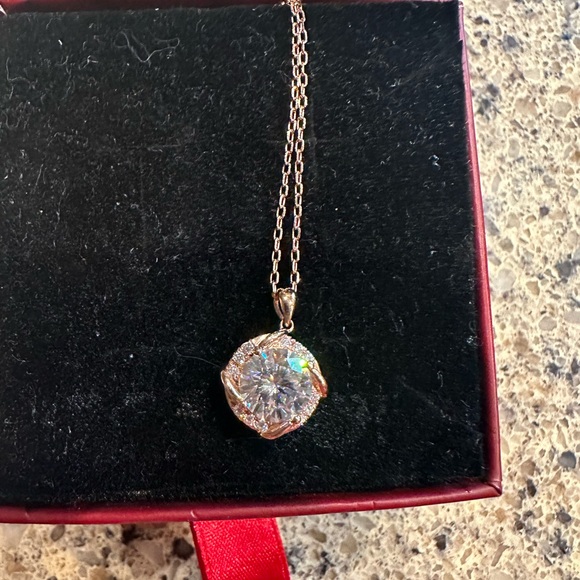 14k 2 carat Moissanite Rose Gold Windmill Pendant